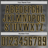 Custom Steel Gray Black White-Old Gold Gradient Geometric Maze Lines Sublimation Soccer Uniform Jersey