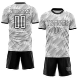 Custom White-Black Geometric Triangle Sublimation Soccer Uniform Jersey