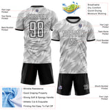 Custom White-Black Geometric Triangle Sublimation Soccer Uniform Jersey
