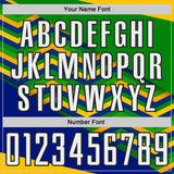 Custom Yellow White Grass Green Royal-Black Chevron Zigzag Stripe Brazil Sublimation Soccer Uniform Jersey