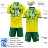 Custom Light Yellow White-Kelly Green Gradient Geometric Brazil Sublimation Soccer Uniform Jersey