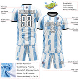 Custom White Light Blue-Black Stripe Abstract Camo Argentina Sublimation Soccer Uniform Jersey