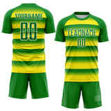 Custom Grass Green Light Yellow-White Stripe Diamond Grid Brazil Sublimation Soccer Uniform Jersey