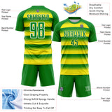 Custom Grass Green Light Yellow-White Stripe Diamond Grid Brazil Sublimation Soccer Uniform Jersey