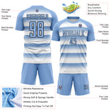 Custom Light Blue White-Black Stripe Diamond Grid Argentina Sublimation Soccer Uniform Jersey