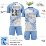 Custom Light Blue White-Black Brush Stroke Scratch Argentina Sublimation Soccer Uniform Jersey