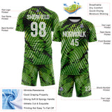 Custom Green White-Black Abstract Swirl Wave Grunge Splatter Sublimation Soccer Uniform Jersey
