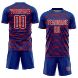 Custom Royal Red-White USA Style Patriotic Diagonal Flowing Lines Sublimation Soccer Uniform Jersey