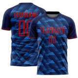 Custom Navy Red-Blue USA Style Patriotic Diagonal Flowing Lines Sublimation Soccer Uniform Jersey