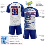 Custom White Royal-Red USA Style Patriotic Brush Stroke Sublimation Soccer Uniform Jersey