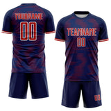 Custom US Navy Blue Red-White USA Style Patriotic Gradient Pinstripe Sublimation Soccer Uniform Jersey