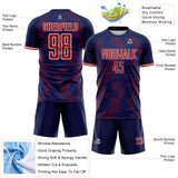 Custom US Navy Blue Red-White USA Style Patriotic Gradient Pinstripe Sublimation Soccer Uniform Jersey