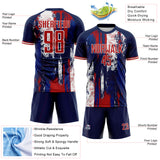 Custom Navy Red Blue-White USA Style Patriotic Splatter Sublimation Soccer Uniform Jersey