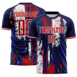 Custom Navy Red Blue-White USA Style Patriotic Splatter Sublimation Soccer Uniform Jersey