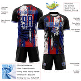 Custom Black Royal Red-White USA Style Patriotic Splatter Sublimation Soccer Uniform Jersey