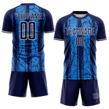 Custom Navy Powder Blue-White USA Style Patriotic Cracked Stripe Sublimation Soccer Uniform Jersey