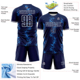 Custom Navy Powder Blue-White USA Style Patriotic Geometric Chevron Lines Sublimation Soccer Uniform Jersey