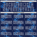 Custom Navy Powder Blue-White USA Style Patriotic Geometric Chevron Lines Sublimation Soccer Uniform Jersey