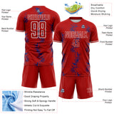 Custom Red Royal-White USA Style Patriotic Geometric Chevron Lines Sublimation Soccer Uniform Jersey