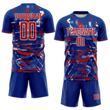 Custom Royal Red-White USA Style Patriotic Digital Pixel Sublimation Soccer Uniform Jersey