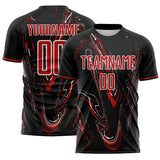 Custom Black Red-White USA Style Patriotic Liquid Swirl Sublimation Soccer Uniform Jersey