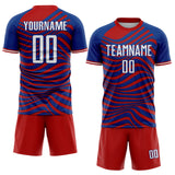Custom Red White-Royal USA Style Patriotic Wave Sublimation Soccer Uniform Jersey