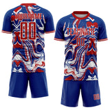 Custom Royal Red-White USA Style Patriotic Liquid Swirl Sublimation Soccer Uniform Jersey