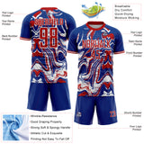 Custom Royal Red-White USA Style Patriotic Liquid Swirl Sublimation Soccer Uniform Jersey