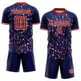 Custom Navy Red-White USA Style Patriotic Abstract Mosaic Confetti Sublimation Soccer Uniform Jersey