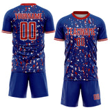 Custom Royal Red-White USA Style Patriotic Abstract Mosaic Confetti Sublimation Soccer Uniform Jersey