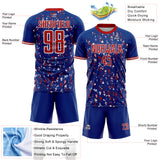 Custom Royal Red-White USA Style Patriotic Abstract Mosaic Confetti Sublimation Soccer Uniform Jersey