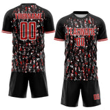 Custom Black Red-White USA Style Patriotic Abstract Mosaic Confetti Sublimation Soccer Uniform Jersey