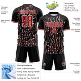 Custom Black Red-White USA Style Patriotic Abstract Mosaic Confetti Sublimation Soccer Uniform Jersey