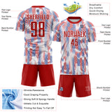 Custom White Red-Royal USA Style Patriotic Wave Sublimation Soccer Uniform Jersey