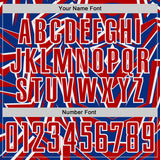Custom Royal Red-White USA Style Patriotic Sharp Geometric Sublimation Soccer Uniform Jersey