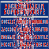 Custom Royal Red-White USA Style Patriotic Geometric Fragments Sublimation Soccer Uniform Jersey