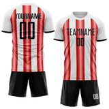 Custom White Black-Red Gradient Vertical Stripe Argentina Style Sublimation Soccer Uniform Jersey