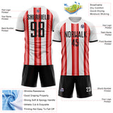 Custom White Black-Red Gradient Vertical Stripe Argentina Style Sublimation Soccer Uniform Jersey