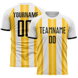 Custom White Black-Gold Gradient Vertical Stripe Argentina Style Sublimation Soccer Uniform Jersey