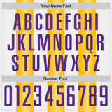 Custom White Purple-Gold Gradient Vertical Stripe Argentina Style Sublimation Soccer Uniform Jersey