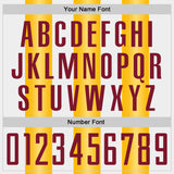 Custom White Crimson-Gold Gradient Vertical Stripe Argentina Style Sublimation Soccer Uniform Jersey