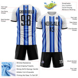 Custom White Black-Royal Gradient Vertical Stripe Argentina Style Sublimation Soccer Uniform Jersey