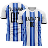 Custom White Black-Royal Gradient Vertical Stripe Argentina Style Sublimation Soccer Uniform Jersey