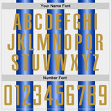 Custom White Old Gold-Royal Gradient Vertical Stripe Argentina Style Sublimation Soccer Uniform Jersey