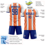 Custom White Royal-Orange Gradient Vertical Stripe Argentina Style Sublimation Soccer Uniform Jersey