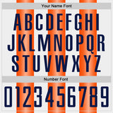 Custom White Navy-Orange Gradient Vertical Stripe Argentina Style Sublimation Soccer Uniform Jersey