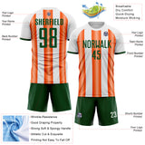 Custom White Green-Orange Gradient Vertical Stripe Argentina Style Sublimation Soccer Uniform Jersey