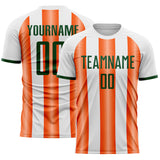 Custom White Green-Orange Gradient Vertical Stripe Argentina Style Sublimation Soccer Uniform Jersey