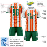Custom White Kelly Green-Orange Gradient Vertical Stripe Argentina Style Sublimation Soccer Uniform Jersey
