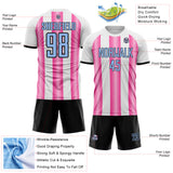Custom White Light Blue Pink-Black Gradient Vertical Stripe Argentina Style Sublimation Soccer Uniform Jersey